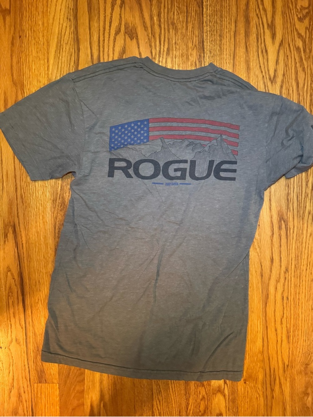 Rogue Men's Army Green Graphic Tee with Red and Blue Flag